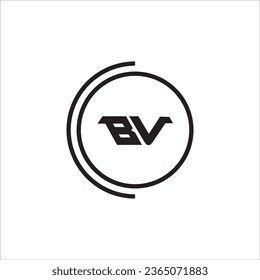 BV B V White Letter Logo Design with Black Square