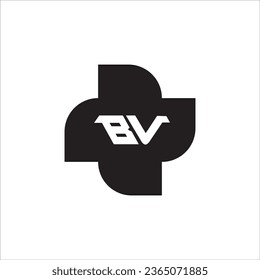 BV B V White Letter Logo Design mit schwarzem Quadrat