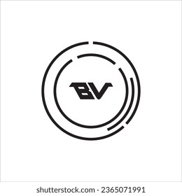 BV B V White Letter Logo Design with Black Square