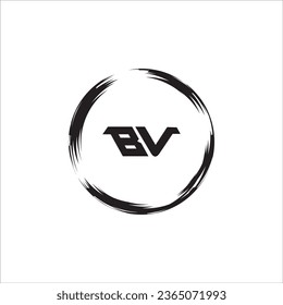 BV B V White Letter Logo Design with Black Square