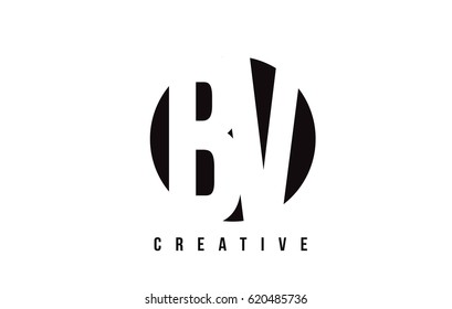 BV B V White Letter Logo Design with Circle Background Vector Illustration Template.