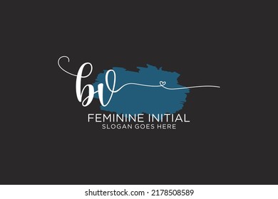 BV beauty monogram and elegant logo design handwriting logo of initial signature, wedding, fashion, floral and botanical with creative template.