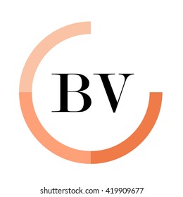 BV black letters , modern type of font , tree orange colors , simply alphabet like design identity