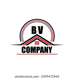 BV Company Logo Modern House and Real Estate Design