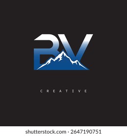 BV Creative Mountain Logo Bold Gradient Letter mark Branding Design for Business Outdoor Brands