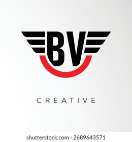 BV Creative Wings Letter Logo with Modern Shield - Powerful Business and Branding Symbol	
