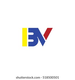 BV flat initial letter logo combining yellow blue red