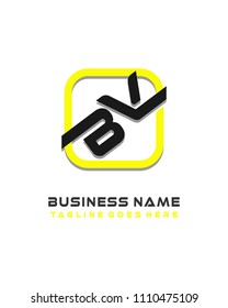 BV initial box letter logo template vector