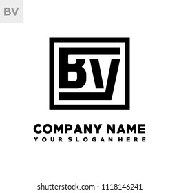 BV initial box letter logo template vector