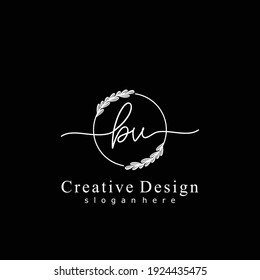 BV Logo de caligrafía inicial manuscrito. Alfabeto escrito a mano en la plantilla de logotipo. Cartas y alfabetos para la firma, boda, moda, floral y botánica 