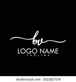 Vector de diseño del logotipo de escritura a mano inicial de BV