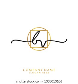 BV Initial handwriting logo template