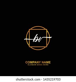BV Initial handwriting logo template vector