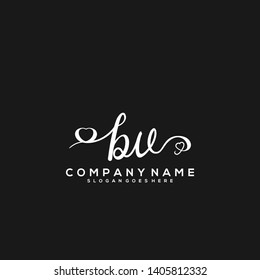 BV Initial handwriting logo vector