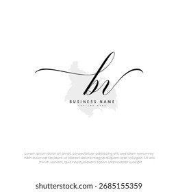 BV Logotipo inicial del monograma de la firma manuscrita