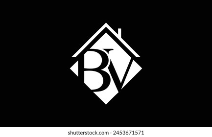 BV initial home or real estate logo vector design