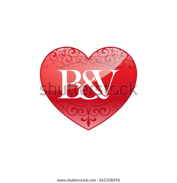 Bv Initial Letter Couple Logo Ornament Stock Vector Royalty Free