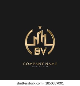 BV Initial Letter Real Estate Luxury house Logo Vector art for Business, Building, Architecture