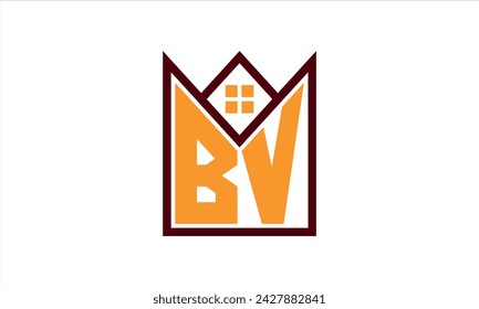BV initial letter real estate builders logo design vector. construction, housing, home marker, property, building, apartment, flat, compartment, business, corporate, house rent, rental, commercial