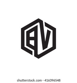 BV initial letters loop linked hexagon monogram logo