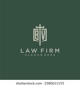 BV initial monogram for law firm with sword and shield logo image