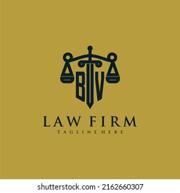 BV initial monogram for lawfirm logo with sword and scale
