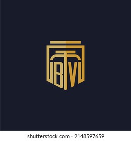 BV initial monogram logo elegant with shield style design for wall mural lawfirm gaming