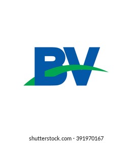 BV initial overlapping swoosh letter logo blue green