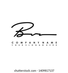 BV initial signature logo. handwriting logo template vector,