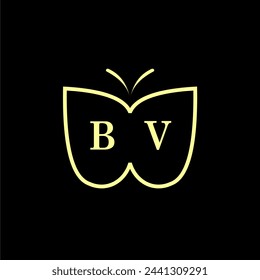 BV Initials Luxury Butterfly logo Vector illustration