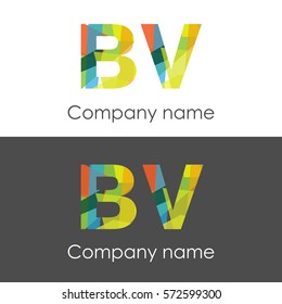 BV letter abstract mosaic shape icon colorful