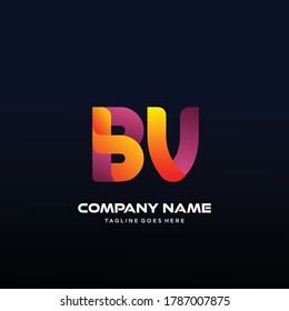  Vector de logotipo inicial de la letra BV Con un logotipo colorido para el negocio de los medios