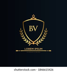 BV Letter Initial with Royal Template.elegant with crown logo vector, Creative Lettering Logo Vector Illustration.