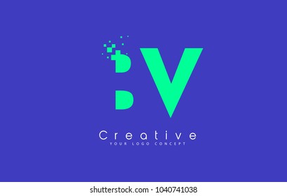 BV Letter Logo Design With Negative Space Concept in Blue and Green Colors Vector