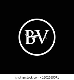 BV Letter Logo Design Vector With Black And White Color. BV Logo Design