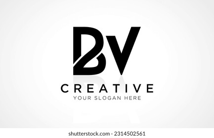 Plantilla vectorial de diseño de logotipo de carta BV. Diseño De Logotipo Alphabet First Letter BV Con Una Ilustración Empresarial De Reflexión Glosada.