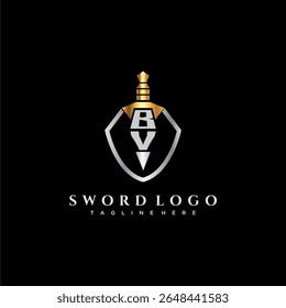 BV letter luxury monogram for shield and sword style image