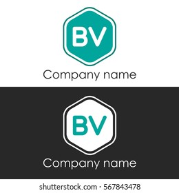 BV letter round hexagon shape blue