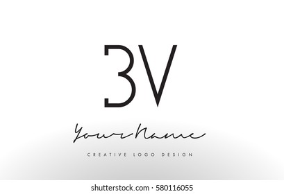 BV Letters Logo Design Slim. Simple and Creative Black Letter Concept Illustration.