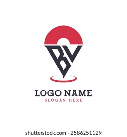 BV Location Icon Design. Modern BV Pinpoint Logo for Navigation, Map Apps, and Location Based Businesses