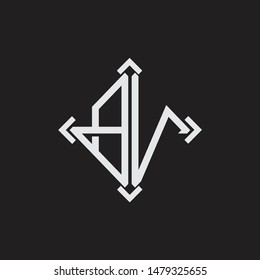 BV Logo Abstrac letter Monogram with Arrow in every side isolated on black background