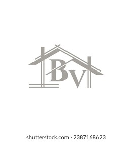 Logo de BV con un elemento de forma de casa que significa empresa inmobiliaria