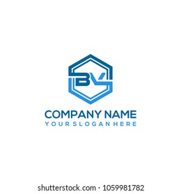 BV logo letter initial, Abstract polygonal Background Logo,