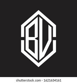 BV Logo monogram with hexagon shape and outline slice style with black and white