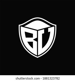 Forma del escudo del logotipo del BV con un diseño redondeado de contorno en el fondo negro
