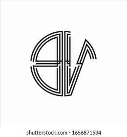 BV Logo monogram triple ribbon style line design template isolated on white background