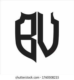 BV Logo Shield style Monogram design template on white background