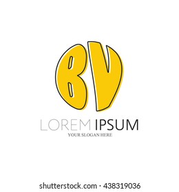 BV Logo. Vector Graphic Sphere Branding Letter Element. White Background