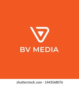 BV media logo. This logo incorporate with letter B,V and media icon in creative way. it will be suitable for media video making company.