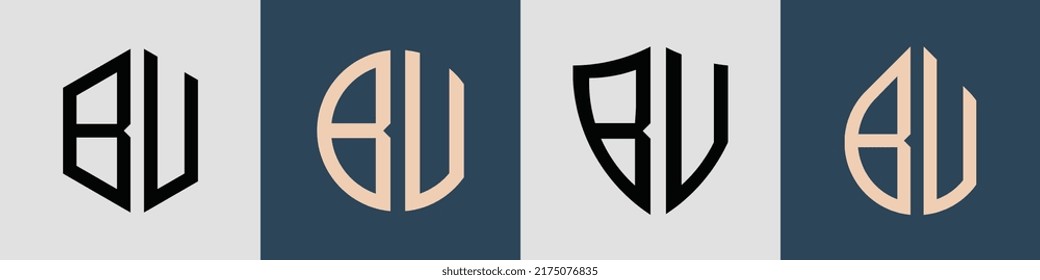 BV modern initial letter logo design vector bundle. It will be suitable for which company or brand name start those initial.
